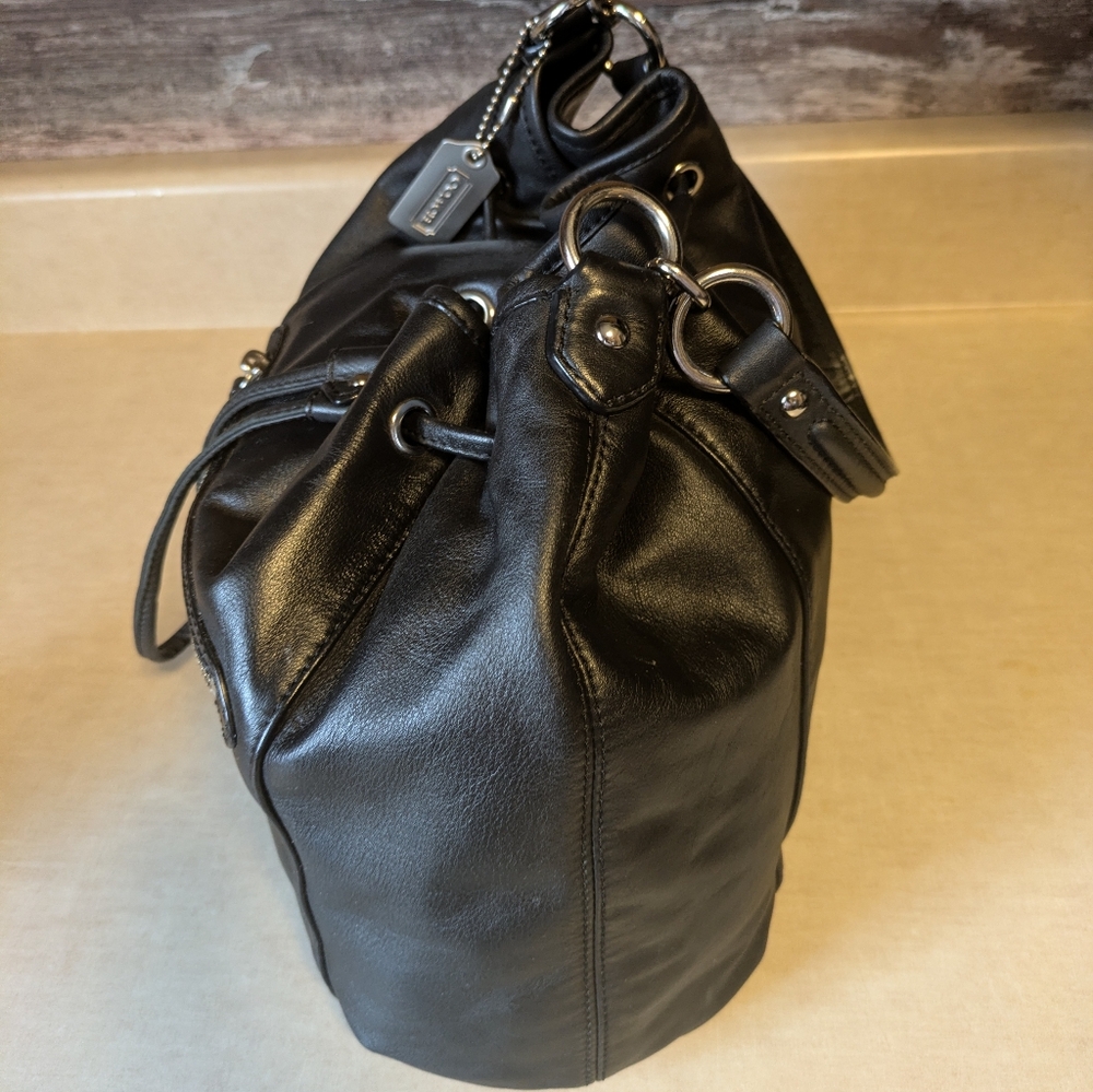 Coach 25661 Daisy Gorgeous Black Drawstring Soft Leather Shoulder Bag - Picture 9 of 15
